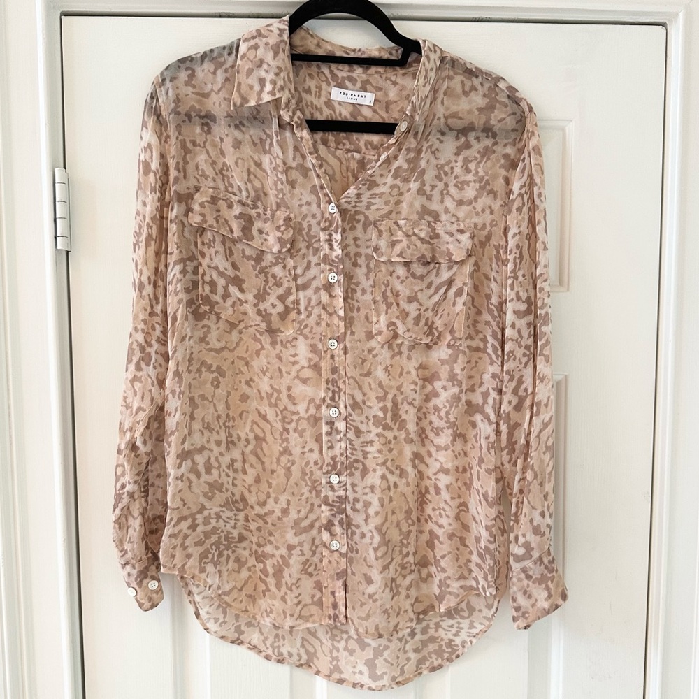 Equipment Femme Signature Sheer Silk Button Down - Animal Print